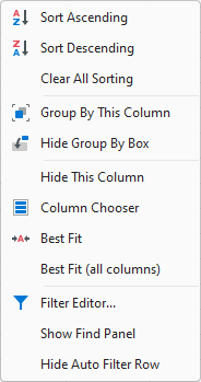 Context Menu Context Menu