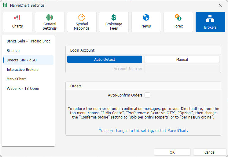 Directa Settings Directa Settings