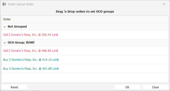 OCO Group with 3 orders OCO Group with 3 orders