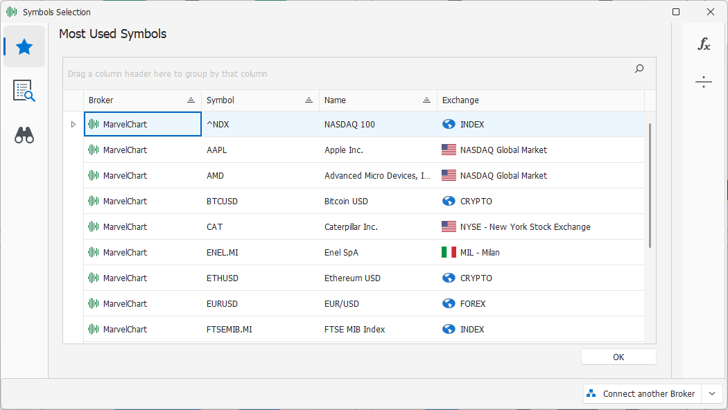 Symbol Selection Window Symbol Selection Window