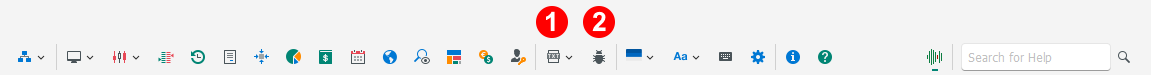 Buttons on the main command bar Buttons on the main command bar