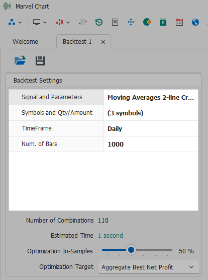 Impostazioni del Backtest Impostazioni del Backtest