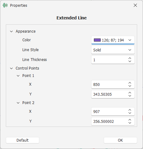 Exteneded Line Settings Exteneded Line Settings