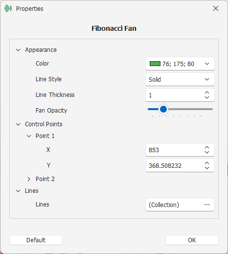 Fibonacci Fan Settings Fibonacci Fan Settings