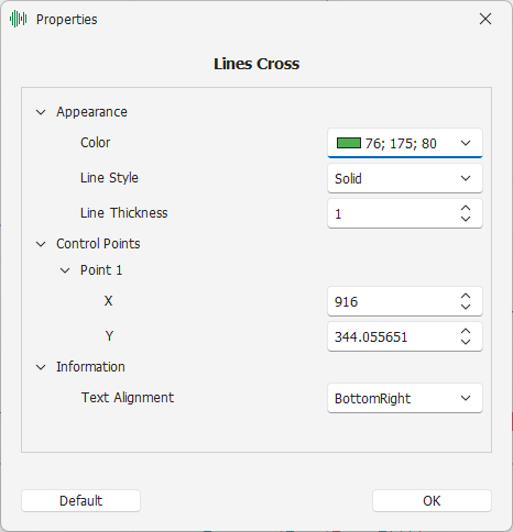 Lines Cross Settings Lines Cross Settings