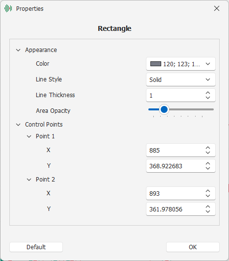 Rectangle Settings Rectangle Settings