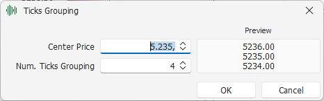 Impostazioni Ticks Grouping Impostazioni Ticks Grouping