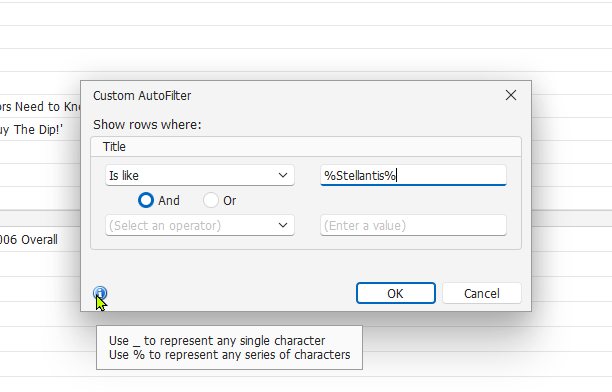 Header Filter for Text Fields Header Filter for Text Fields
